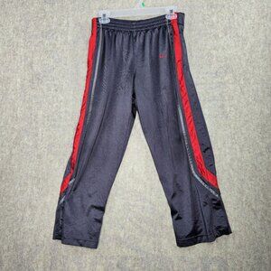 Nike Mens Tearaway Athletic Pants Black/Red Snap Button Sides Polyester L